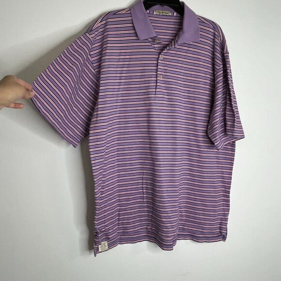 Peter Millar Summer Comfort Golf Polo Shirt Mens Large Purple Stripped - Picture 1 of 7